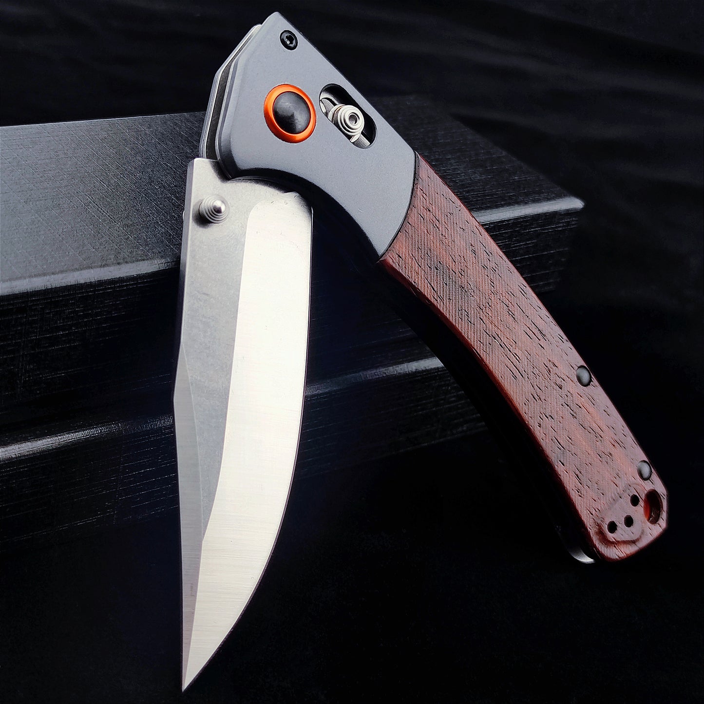 15080 EDC Pocket Knife for Men, D2 Blade, Satin Finish Thumb Stud Manual Open Camping Folding Knife for Outdoor Fishing