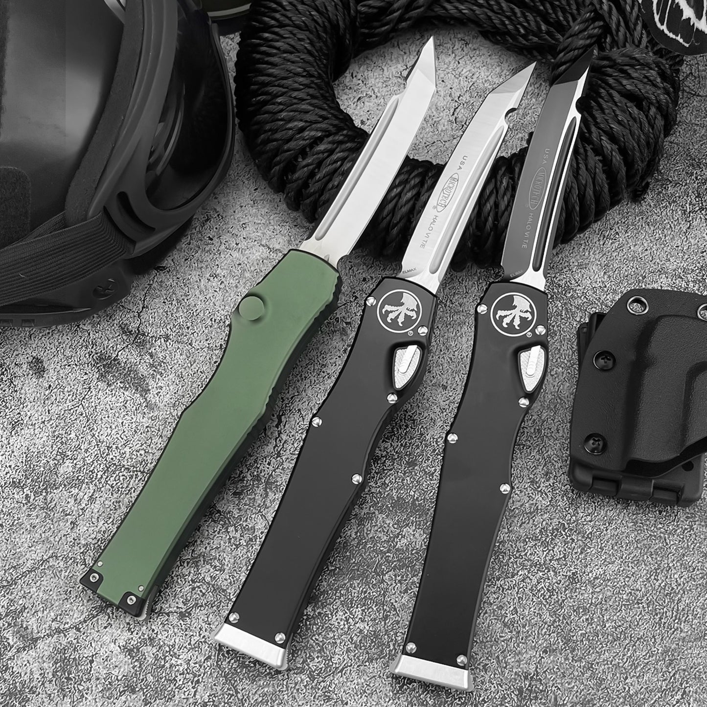 Halo V6  Single-Action OTF Automatic Knife - D2 Steel Blade T6 Aluminum Handle