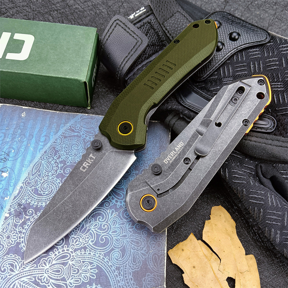 Outdoor Tactical CRKT 6280 Pocket Folding Knife 8Cr13MoV Blade 420 Steel + Carbon Fiber Handle/G10 Green Handle Hunting Defense Rescue Tool EDC