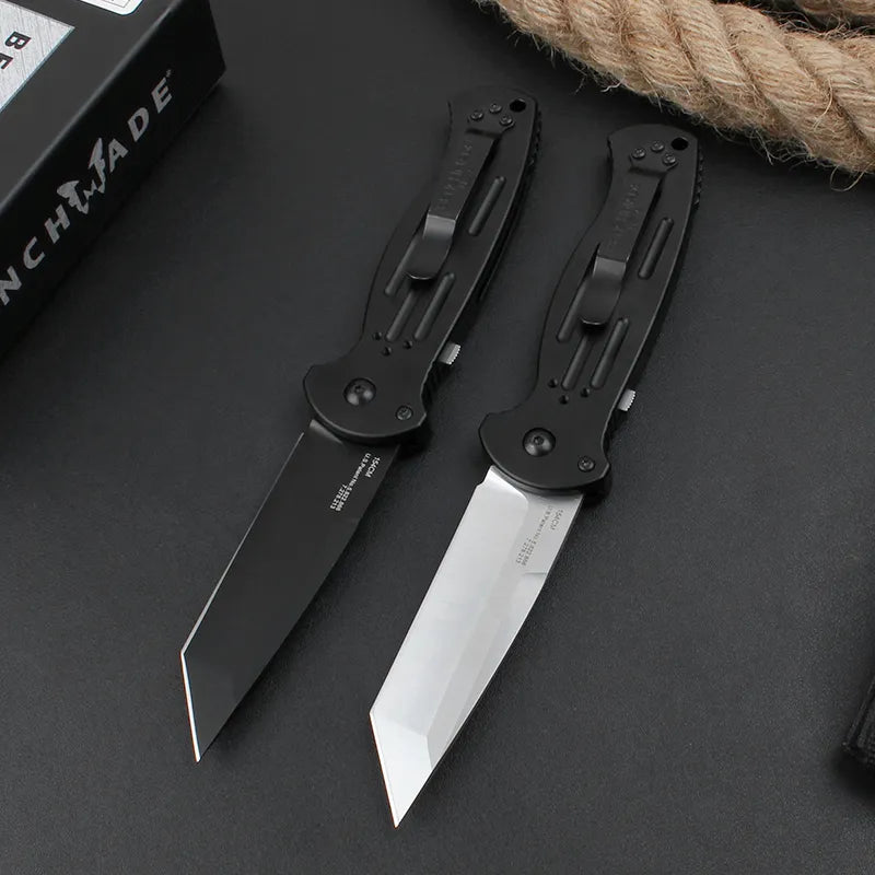 Benchmade 9052 AFO II Automatic Folding Knife 154CM Black/White Titanium Coating Tanto Blade 6061-T6 Aluminum Alloy Handle EDC Outdoor Pocket Hunting Spring Knives