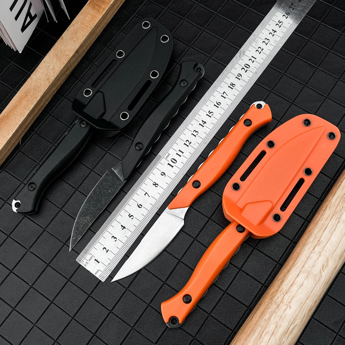 Compact Full Tang Fixed Blade EDC Knife with 8Cr13MoV Steel Blade, Ergonomic Nylon Handle & Molded Sheath for Outdoor Camping