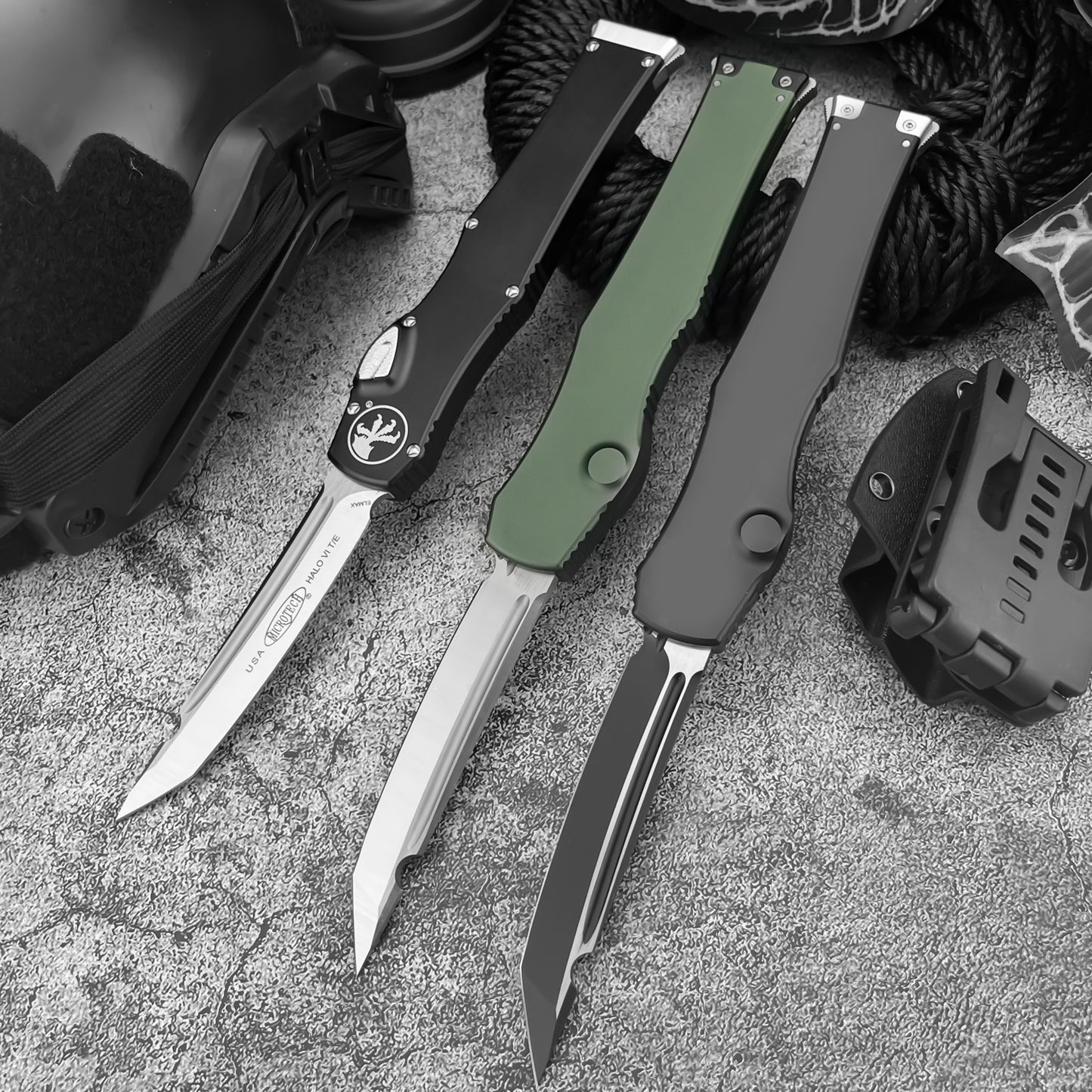 Halo V6  Single-Action OTF Automatic Knife - D2 Steel Blade T6 Aluminum Handle