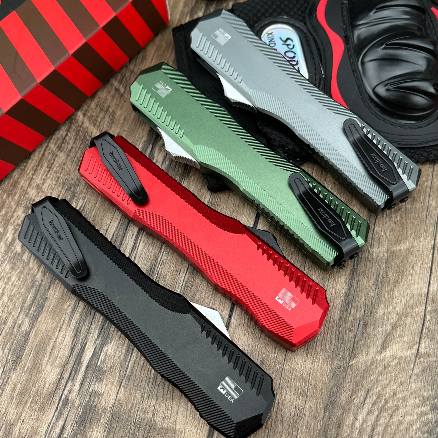 9000K50 Matt Diskin Commemorative Livewire OTF AUTO Knife 3.3" CPM-MagnaCut Stonewashed Spear Point Blade, 50th Anniversary Black Aluminum Handles, Reversible Clip