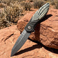 VG10 Damascus Steel Folding Pocket Knife, Stabilized Wood Handle Flipper EDC Knife with Liner Lock