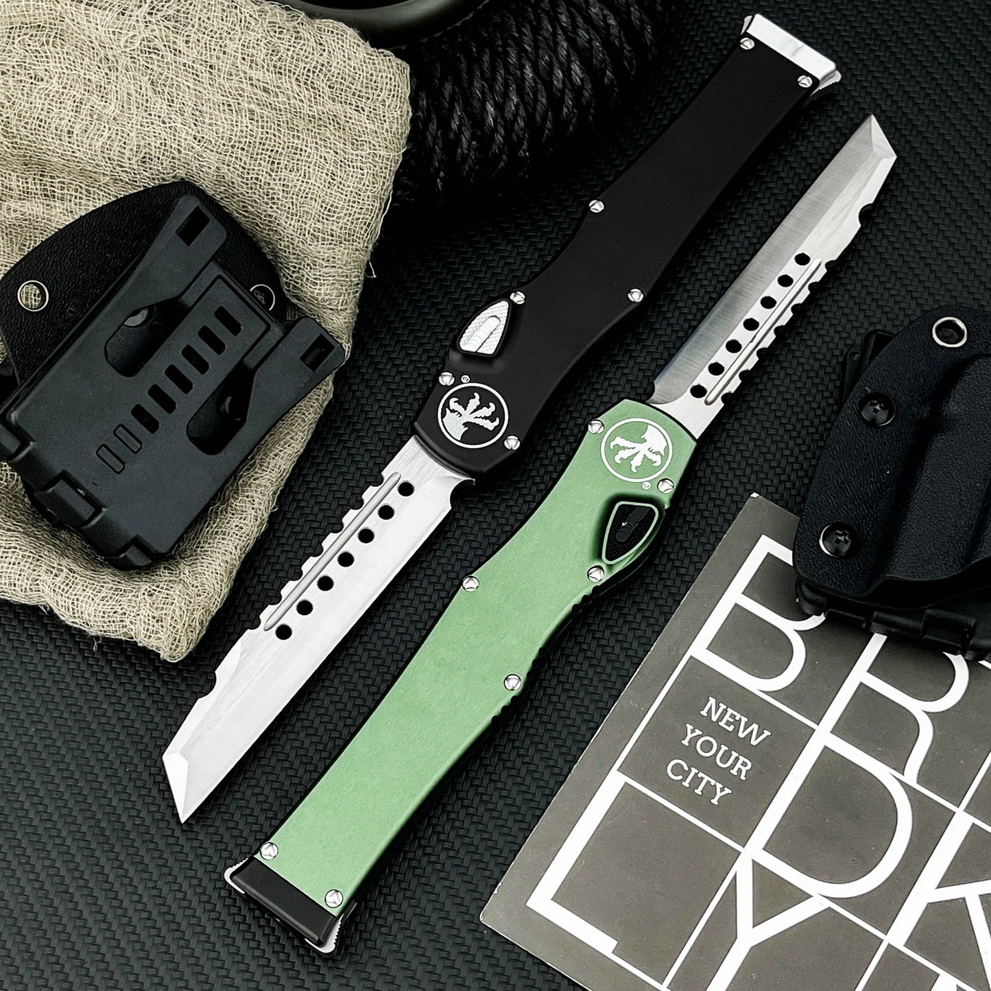 Halo V6  Single-Action OTF Automatic Knife - D2 Steel Blade T6 Aluminum Handle