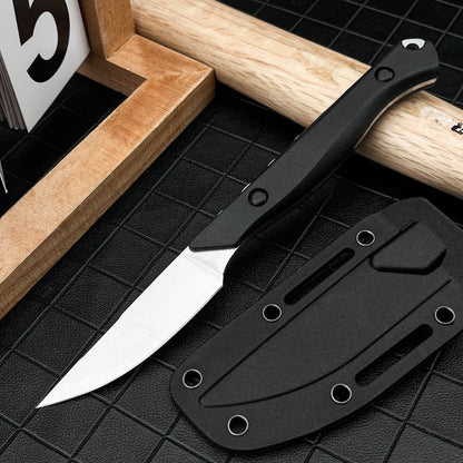 Compact Full Tang Fixed Blade EDC Knife with 8Cr13MoV Steel Blade, Ergonomic Nylon Handle & Molded Sheath for Outdoor Camping