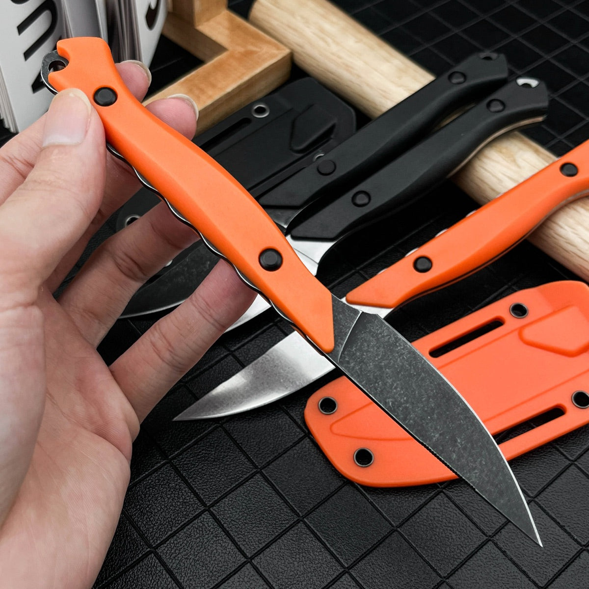 Compact Full Tang Fixed Blade EDC Knife with 8Cr13MoV Steel Blade, Ergonomic Nylon Handle & Molded Sheath for Outdoor Camping