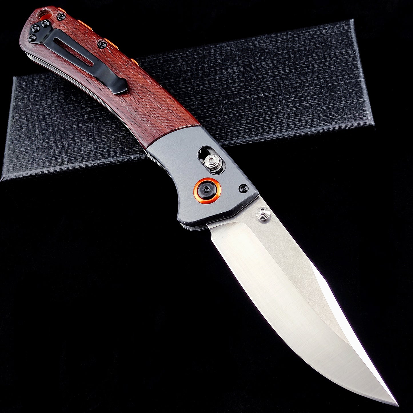 15080 EDC Pocket Knife for Men, D2 Blade, Satin Finish  Thumb Stud Manual Open Camping Folding Knife for Outdoor Fishing