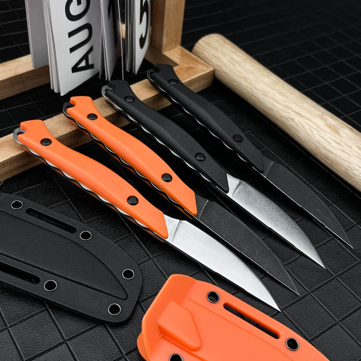 Compact Full Tang Fixed Blade EDC Knife with 8Cr13MoV Steel Blade, Ergonomic Nylon Handle & Molded Sheath for Outdoor Camping