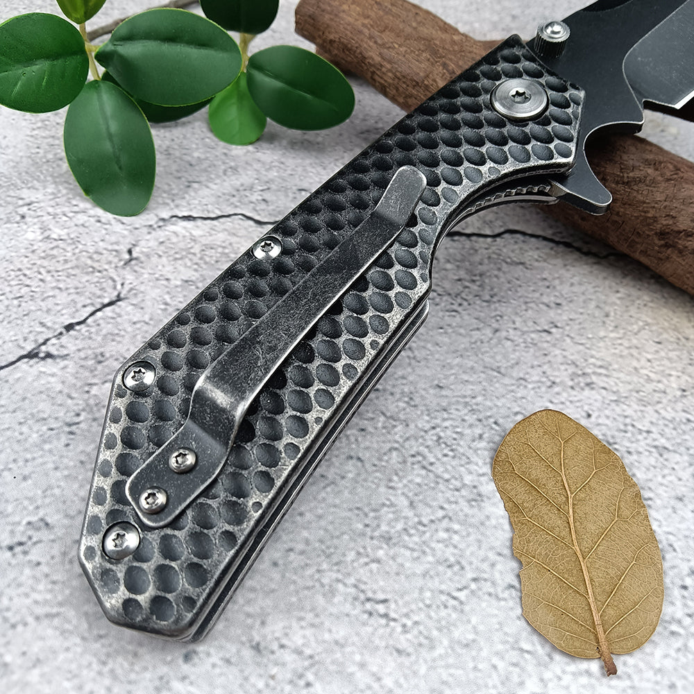 Stainless Steel Black Flipper Blade Outdoor Camping Utility Folding Knife Multitools Hunting Pocket Self Defense Jackknife Portable Tools