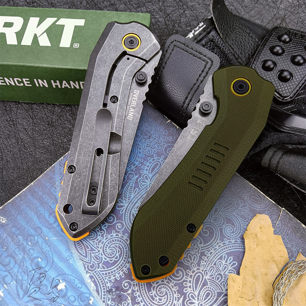 Outdoor Tactical CRKT 6280 Pocket Folding Knife 8Cr13MoV Blade 420 Steel + Carbon Fiber Handle/G10 Green Handle Hunting Defense Rescue Tool EDC