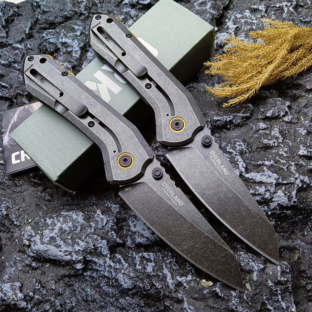 Outdoor Tactical CRKT 6280 Pocket Folding Knife 8Cr13MoV Blade 420 Steel + Carbon Fiber Handle/G10 Green Handle Hunting Defense Rescue Tool EDC