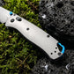 Damascus Folding Pocket Knife - Lightweight TC4 Handle, Drop Point Steel Blade, Dual Thumb Stud, Crossbar Lock, Deep Carry Clip