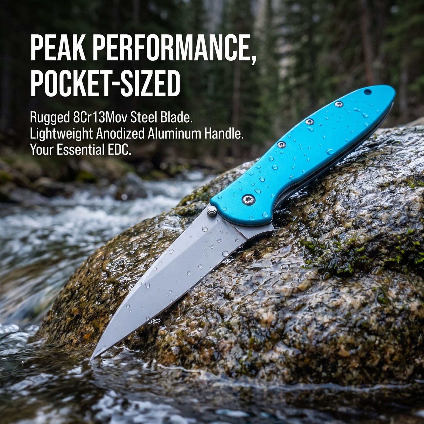 1660 Folding Pocket Knife 2.87" 8Cr13MoV Blade Flipper Opening Liner Lock Everyday Carry Utility Knife