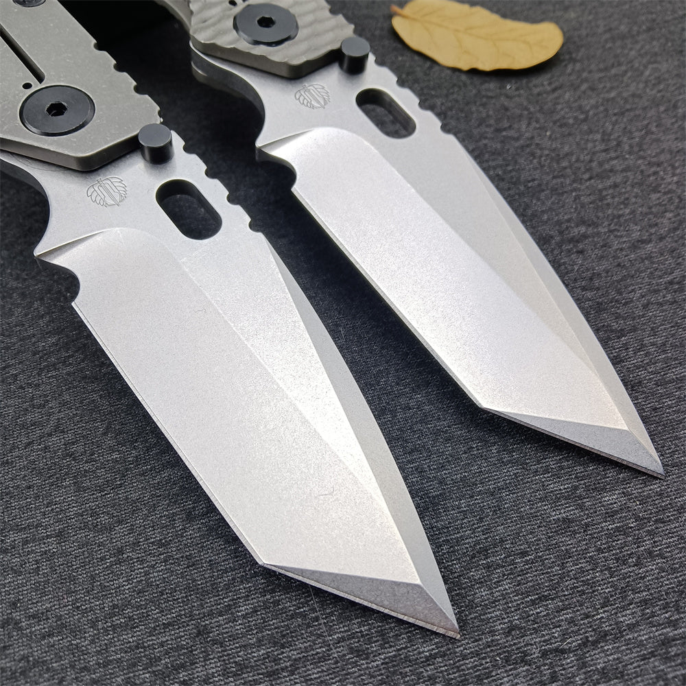 New Arrival Strider EDC Knife Manual Open Outdoor Folding Knives D2 Tanto Blade TC4 Titanium Alloy Handle Frame Lock with Clip Pocket Hunting Knives