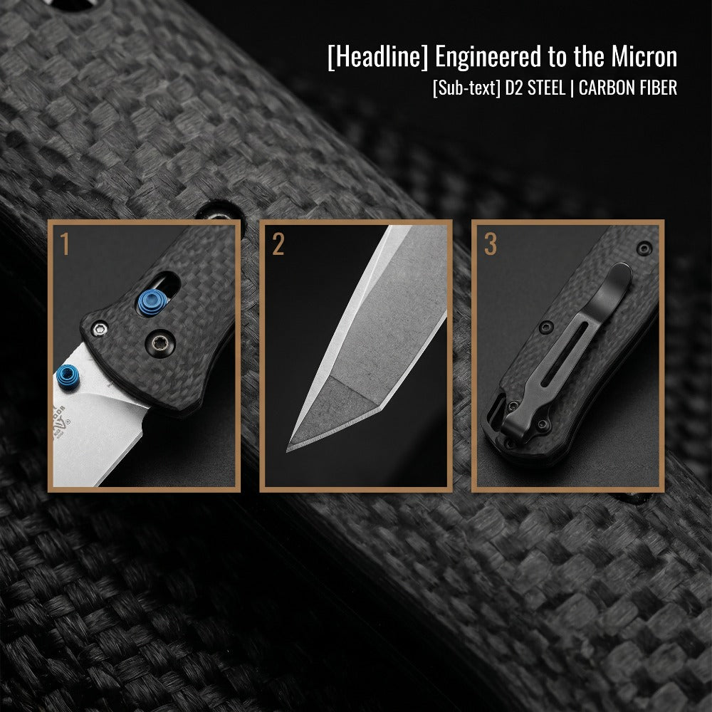537 Bailout Ultra-Lightweight Carbon Fiber Tactical Folding Knife, D2 Premium Steel Japanese Tanto Pocket Knife with Axis Lock Mechanism, Outdoor EDC Survival Tool