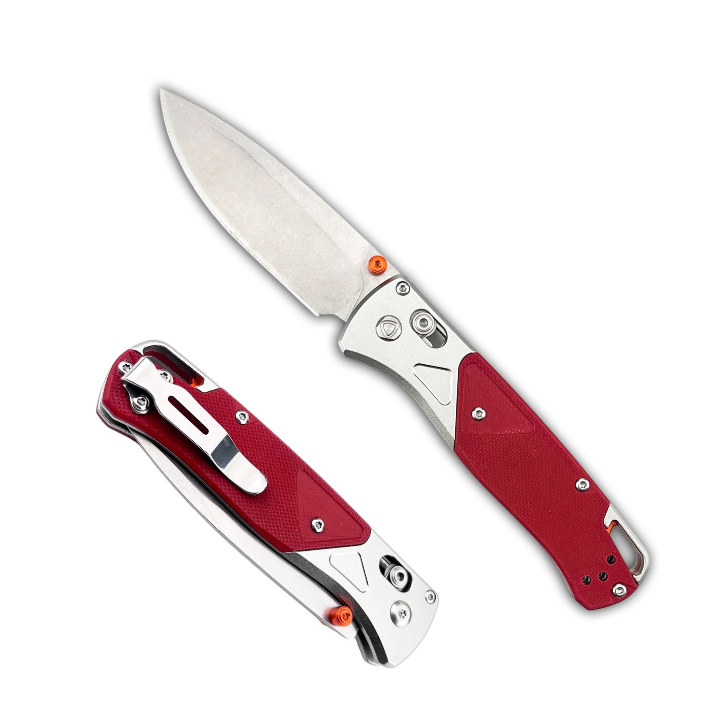 535-9 Folding Pocket Knife with D2 Steel Drop-Point Blade and Red G10 Handle