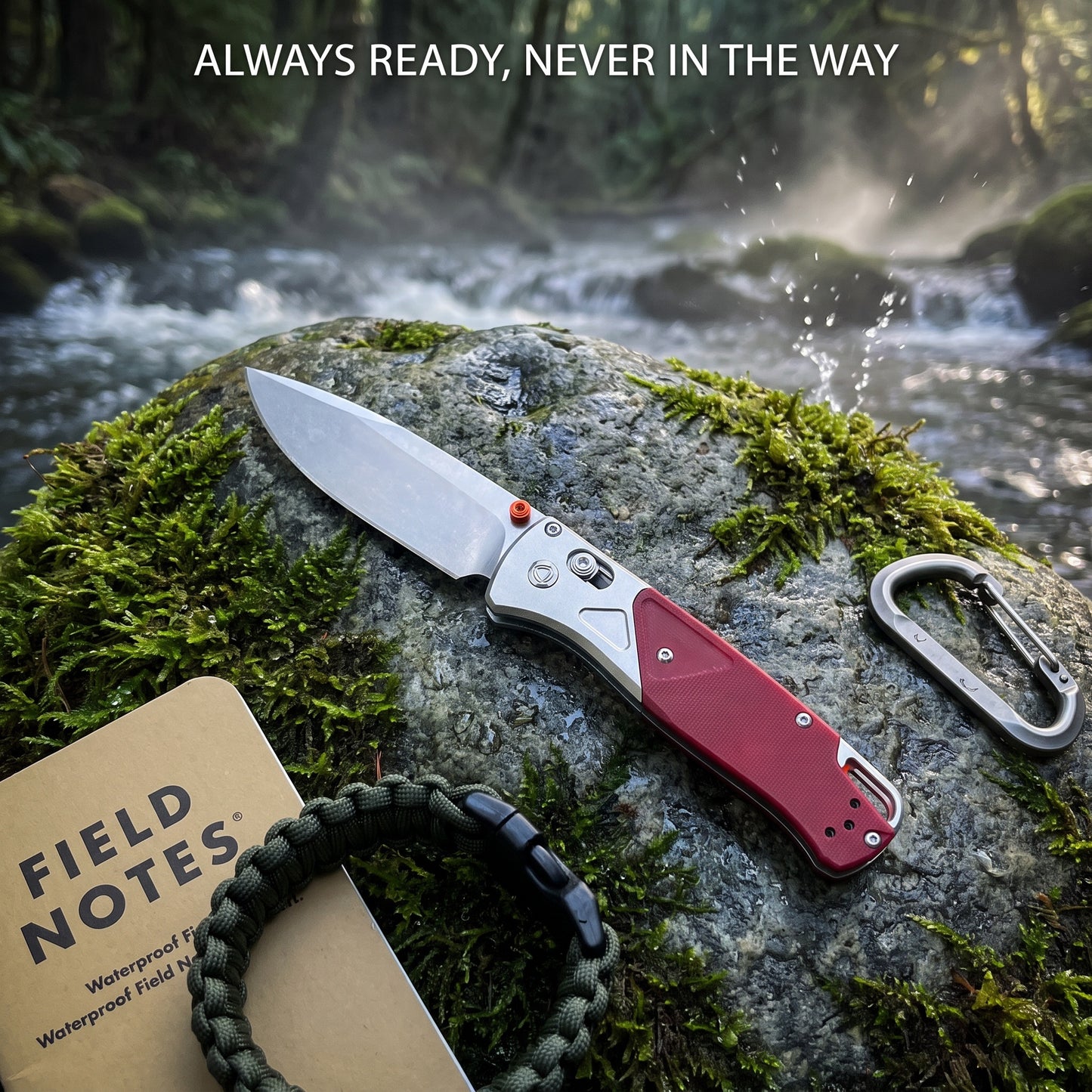 535-9 Folding Pocket Knife with D2 Steel Drop-Point Blade and Red G10 Handle