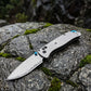 Damascus Folding Pocket Knife - Lightweight TC4 Handle, Drop Point Steel Blade, Dual Thumb Stud, Crossbar Lock, Deep Carry Clip