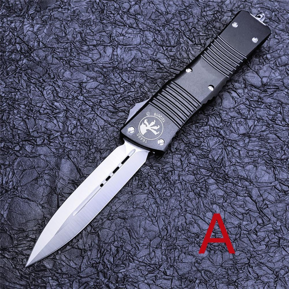 2023 Black Microtech Combat Troodon AUTO OTF Knife 3.75\ Satin Blade Aluminum Handles Spring Assisted Switchblades Knife Survival Knives Tactical Hunting Hiking Fishing Tool