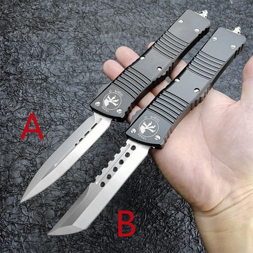 2023 Black Microtech Combat Troodon AUTO OTF Knife 3.75\ Satin Blade Aluminum Handles Spring Assisted Switchblades Knife Survival Knives Tactical Hunting Hiking Fishing Tool