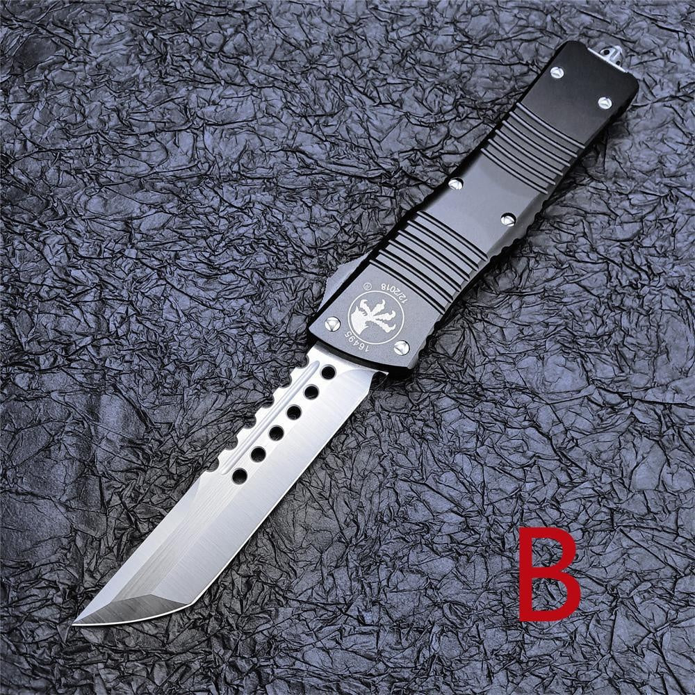 2023 Black Microtech Combat Troodon AUTO OTF Knife 3.75\ Satin Blade Aluminum Handles Spring Assisted Switchblades Knife Survival Knives Tactical Hunting Hiking Fishing Tool