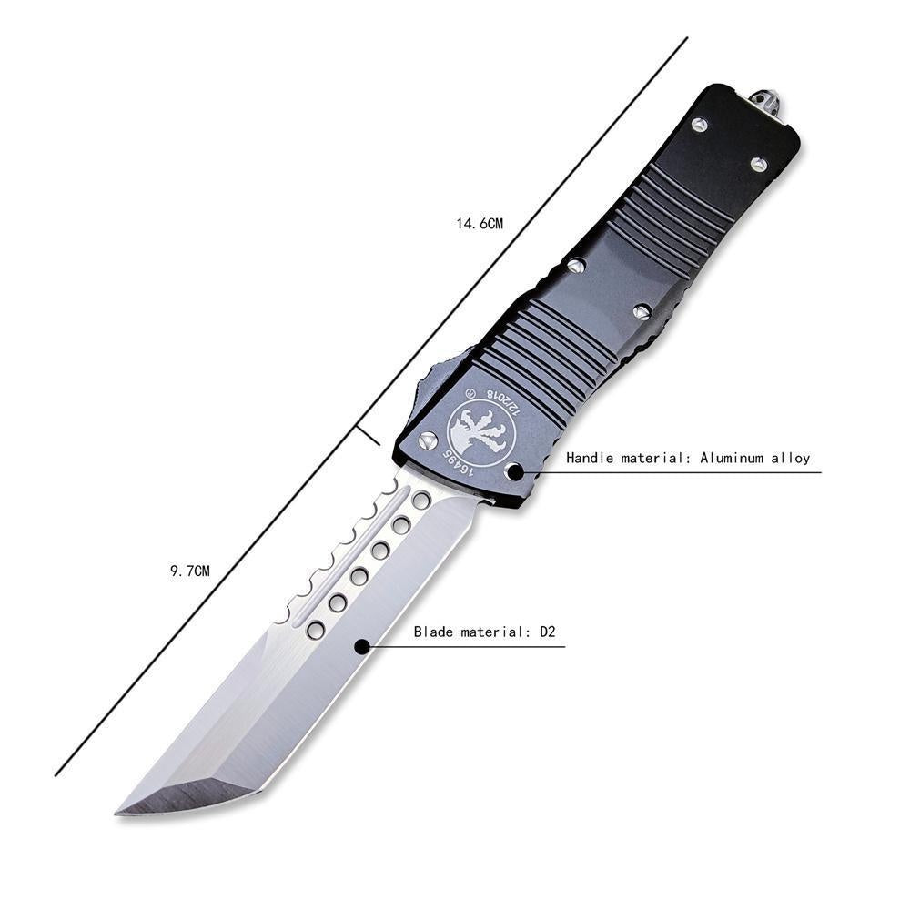 2023 Black Microtech Combat Troodon AUTO OTF Knife 3.75\ Satin Blade Aluminum Handles Spring Assisted Switchblades Knife Survival Knives Tactical Hunting Hiking Fishing Tool