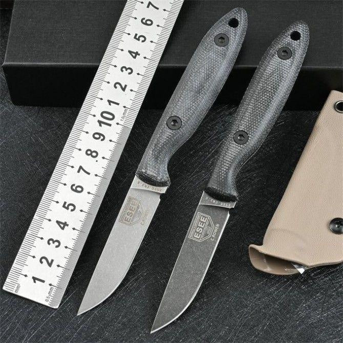 BUSSE ESEE4 Tactical Wilderness Survival Fixed Blade Knife with Kydex sheath G10 Handle Multifuctional Self Defense EDC Straight Knives for Hunting, Camping Collector Gift