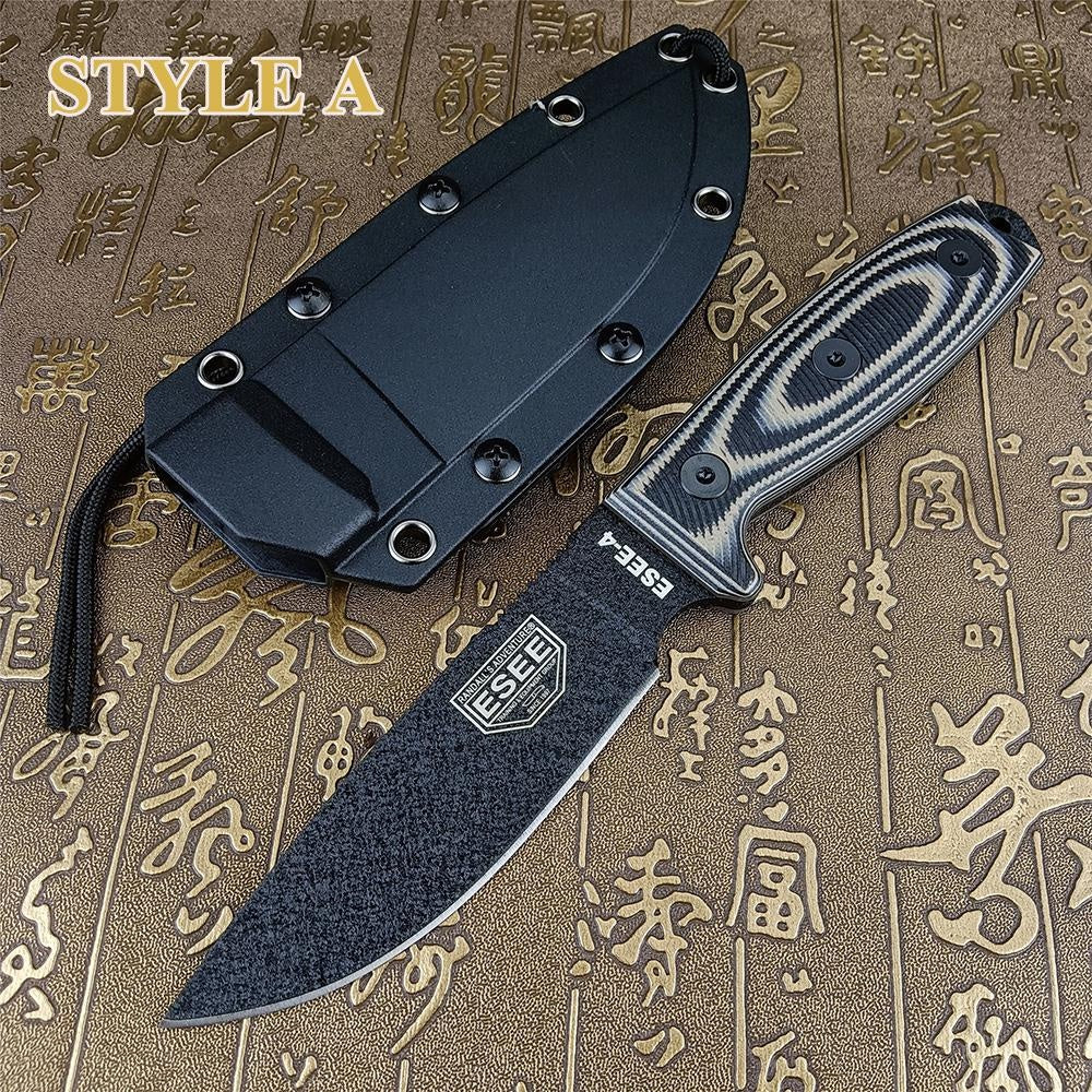 BUSSE ESEE4 Tactical Wilderness Survival Fixed Blade Knife with Kydex sheath G10 Handle Multifuctional Self Defense EDC Straight Knives for Hunting, Camping Collector Gift