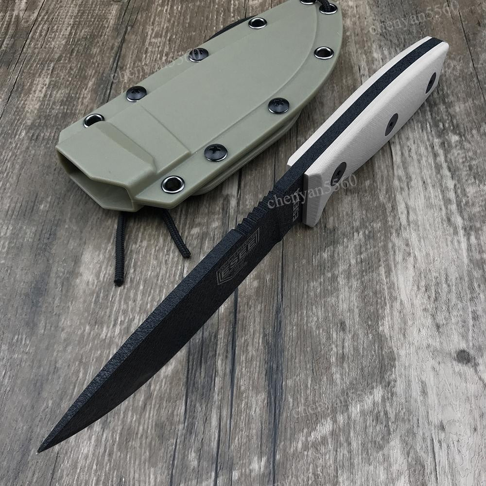 BUSSE ESEE4 Tactical Wilderness Survival Fixed Blade Knife with Kydex sheath G10 Handle Multifuctional Self Defense EDC Straight Knives for Hunting, Camping Collector Gift