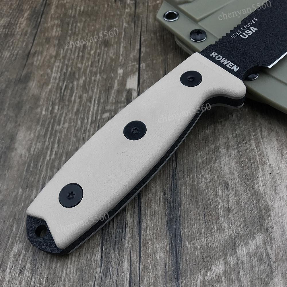 BUSSE ESEE4 Tactical Wilderness Survival Fixed Blade Knife with Kydex sheath G10 Handle Multifuctional Self Defense EDC Straight Knives for Hunting, Camping Collector Gift