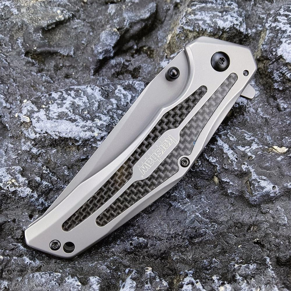 Kershaw 8300 Pocket Pocket Knife 8CR13MOV Blade Stainless Steel Inlaid Carbon Fiber Handle Outdoor Folding Hunting Tactical Knife Sharp Utility Knife with Pocket Clip