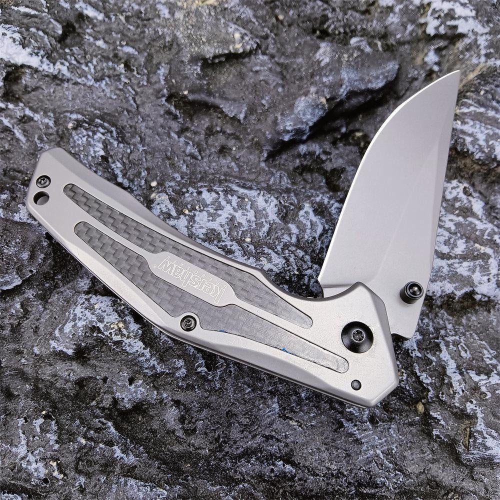 Kershaw 8300 Pocket Pocket Knife 8CR13MOV Blade Stainless Steel Inlaid Carbon Fiber Handle Outdoor Folding Hunting Tactical Knife Sharp Utility Knife with Pocket Clip