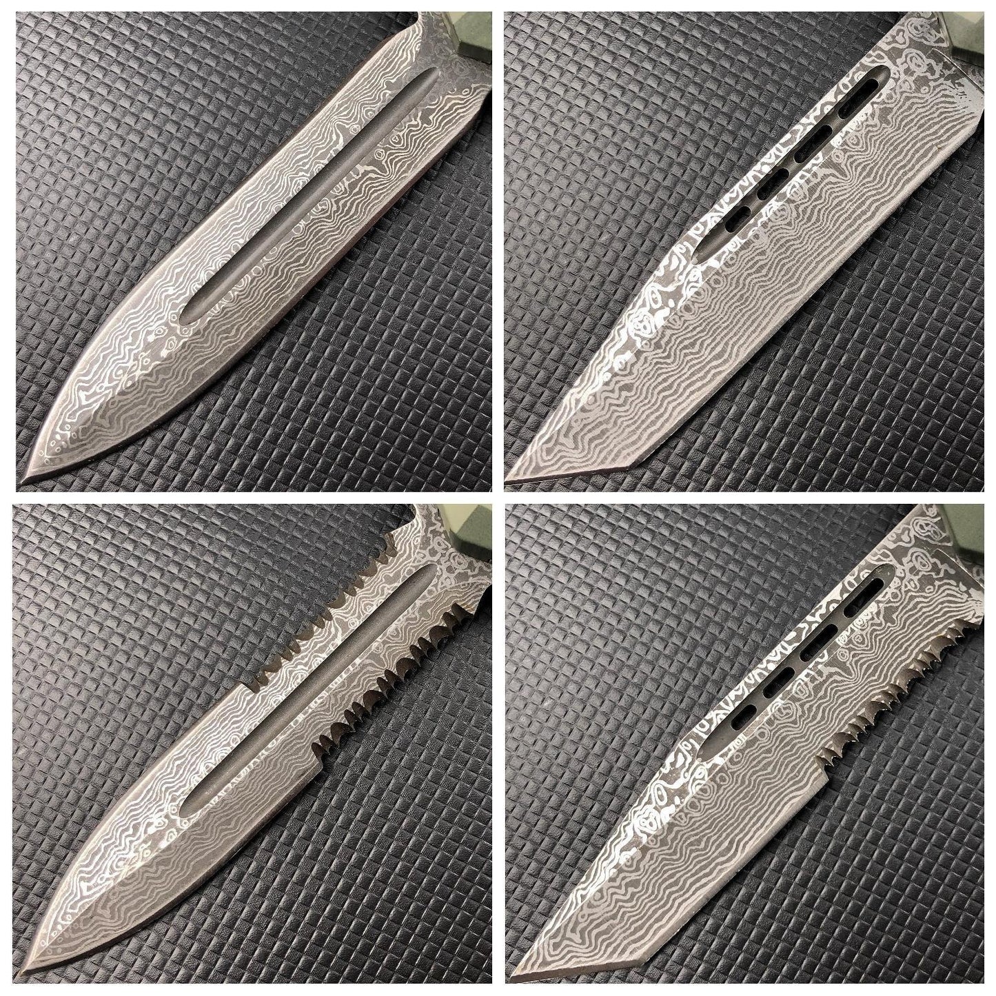 Micr otech Combat Troodon Quick opening and straight jump switch auxiliary straight out OTF knife Damascus arrow double edge aviation aluminum handle military tactical outdoor knife