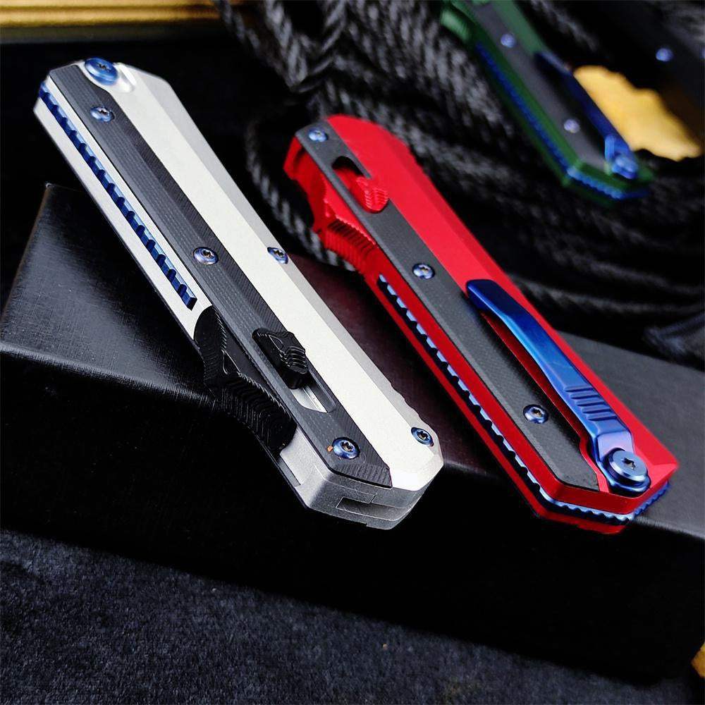 Microtech Glykon New OTF Automatic Knife Tactical Military Knife D2 Steel High Quality Hunting Knives Dagger Spring Assisted Self Defense Tools TC4 Titanium Alloy Handle Collection Knife Switchblade