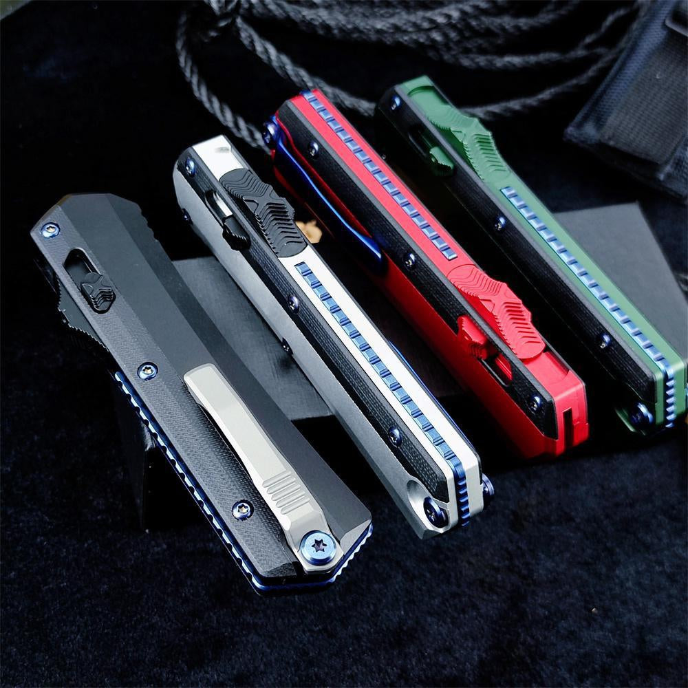 Microtech Glykon New OTF Automatic Knife Tactical Military Knife D2 Steel High Quality Hunting Knives Dagger Spring Assisted Self Defense Tools TC4 Titanium Alloy Handle Collection Knife Switchblade