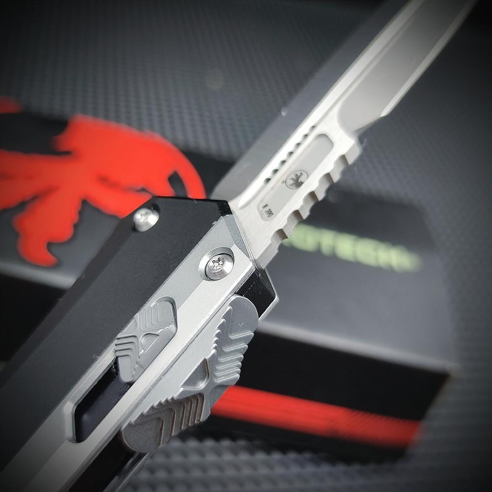 Microtech Glykon New OTF Automatic Knife Tactical Military Knife D2 Steel High Quality Hunting Knives Dagger Spring Assisted Self Defense Tools TC4 Titanium Alloy Handle Collection Knife Switchblade