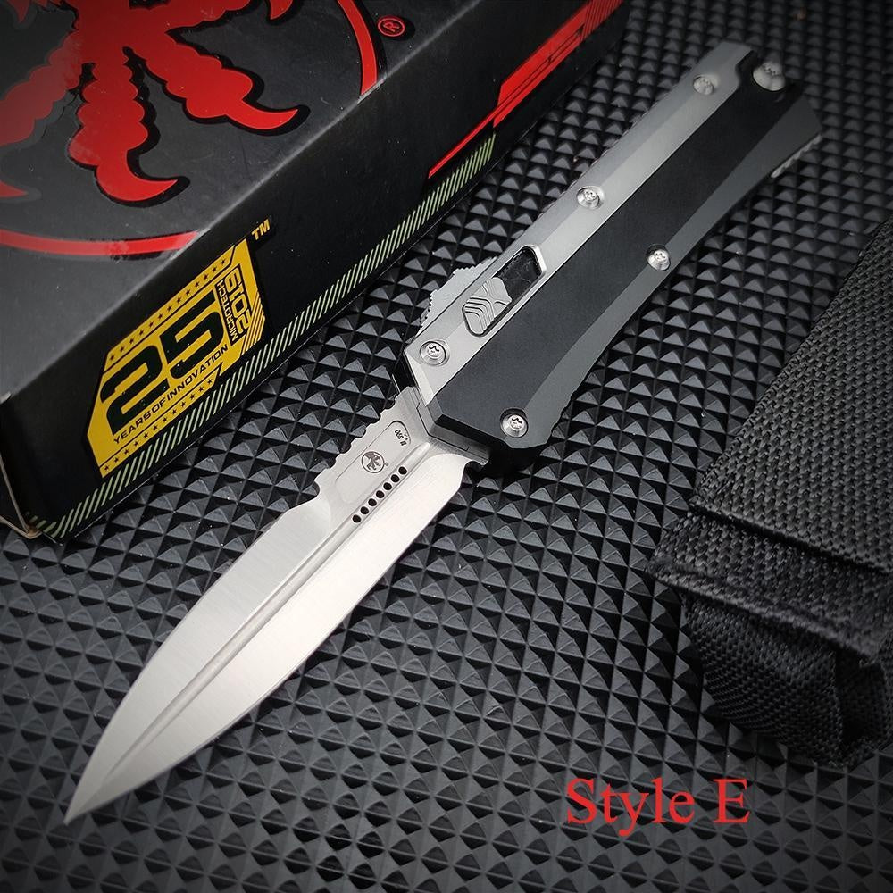 Microtech Glykon New OTF Automatic Knife Tactical Military Knife D2 Steel High Quality Hunting Knives Dagger Spring Assisted Self Defense Tools TC4 Titanium Alloy Handle Collection Knife Switchblade