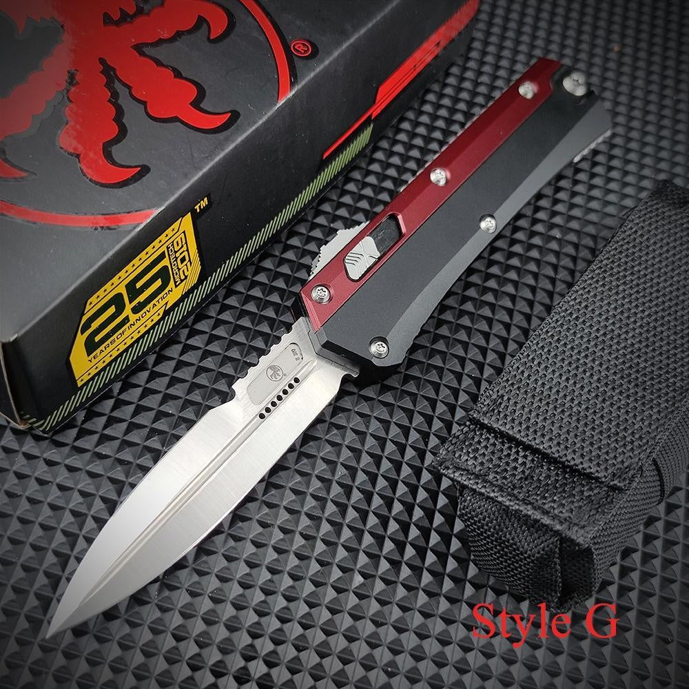 Microtech Glykon New OTF Automatic Knife Tactical Military Knife D2 Steel High Quality Hunting Knives Dagger Spring Assisted Self Defense Tools TC4 Titanium Alloy Handle Collection Knife Switchblade