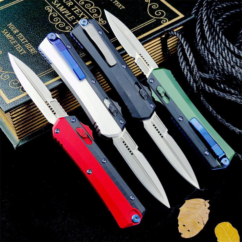 Microtech Glykon New OTF Automatic Knife Tactical Military Knife D2 Steel High Quality Hunting Knives Dagger Spring Assisted Self Defense Tools TC4 Titanium Alloy Handle Collection Knife Switchblade