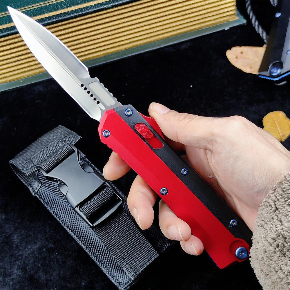 Microtech Glykon New OTF Automatic Knife Tactical Military Knife D2 Steel High Quality Hunting Knives Dagger Spring Assisted Self Defense Tools TC4 Titanium Alloy Handle Collection Knife Switchblade