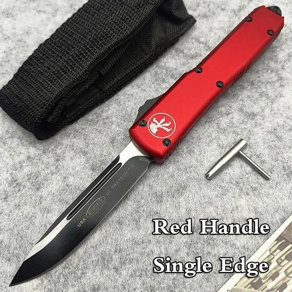 2023 New Microtech UTX85 OTF AUTO Straight Out Fixed Knife D2 Quality Blade 6061-T6 Aluminum Dagger RED / BLUE Handle Double Action Spring Assisted Knives Outdoor Camping Tactical Knife EDC Pocket Tool Christmas Gift