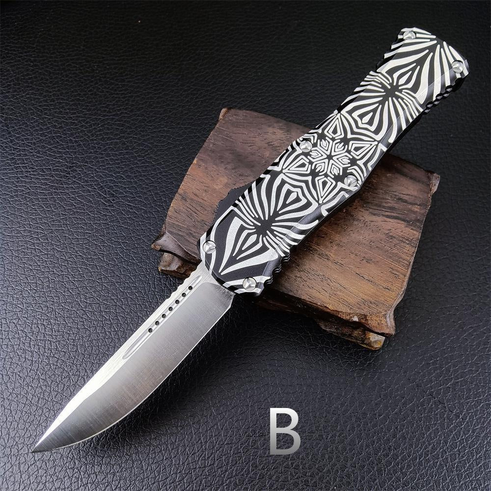 HERA SOURCE Microtech Spring Assisted Knife High Quality Switchblade OTF Automatic Knife, D2 Blade Aluminum Alloy Handle Outdoor Hunting Collection Knife