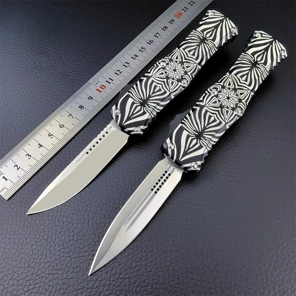 HERA SOURCE Microtech Spring Assisted Knife High Quality Switchblade OTF Automatic Knife, D2 Blade Aluminum Alloy Handle Outdoor Hunting Collection Knife