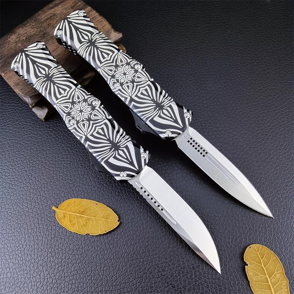 HERA SOURCE Microtech Spring Assisted Knife High Quality Switchblade OTF Automatic Knife, D2 Blade Aluminum Alloy Handle Outdoor Hunting Collection Knife