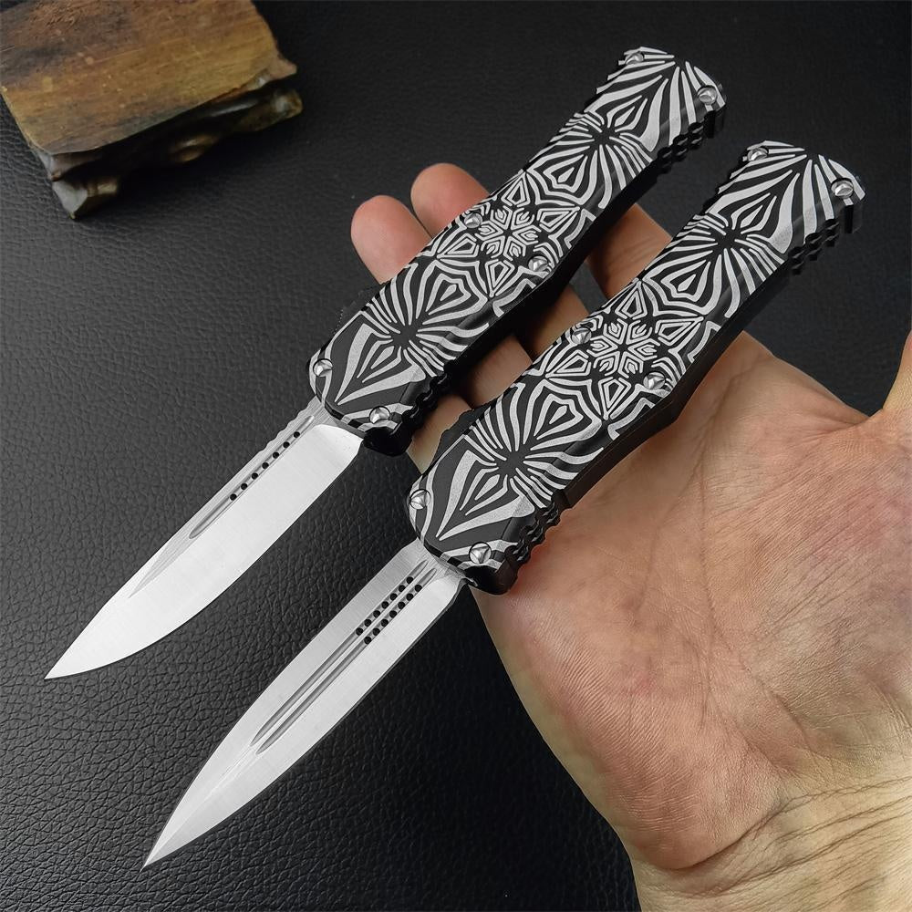 HERA SOURCE Microtech Spring Assisted Knife High Quality Switchblade OTF Automatic Knife, D2 Blade Aluminum Alloy Handle Outdoor Hunting Collection Knife