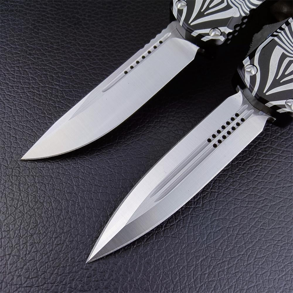 HERA SOURCE Microtech Spring Assisted Knife High Quality Switchblade OTF Automatic Knife, D2 Blade Aluminum Alloy Handle Outdoor Hunting Collection Knife