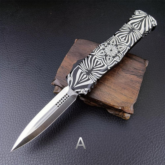 HERA SOURCE Microtech Spring Assisted Knife High Quality Switchblade OTF Automatic Knife, D2 Blade Aluminum Alloy Handle Outdoor Hunting Collection Knife