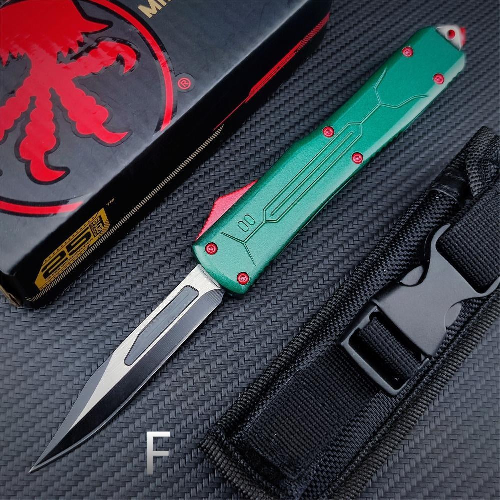 Microtech Bounty Hunter 123-10 Ultratech AUTO OTF Knife Top quality Adjustable Switchblade Flick Knife 3.18" Plain Tanto Blade Zinc Alloy Handles Outdoor Camping Knife