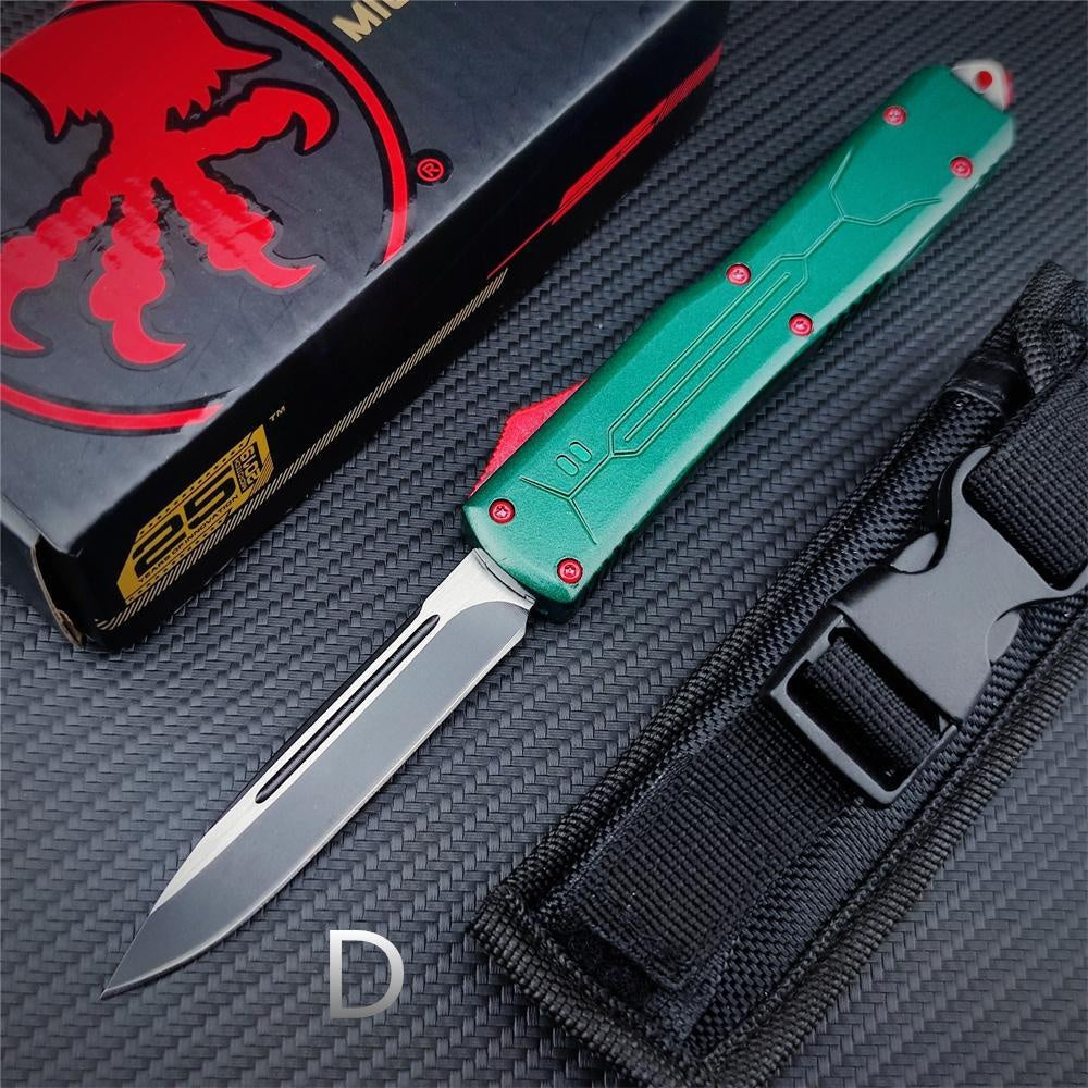 Microtech Bounty Hunter 123-10 Ultratech AUTO OTF Knife Top quality Adjustable Switchblade Flick Knife 3.18" Plain Tanto Blade Zinc Alloy Handles Outdoor Camping Knife